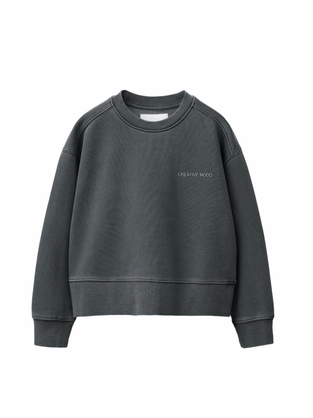 ZARA Dark Grey Washed Effect Text Embossed Cropped Sweatshirt 9-10 Years Girls